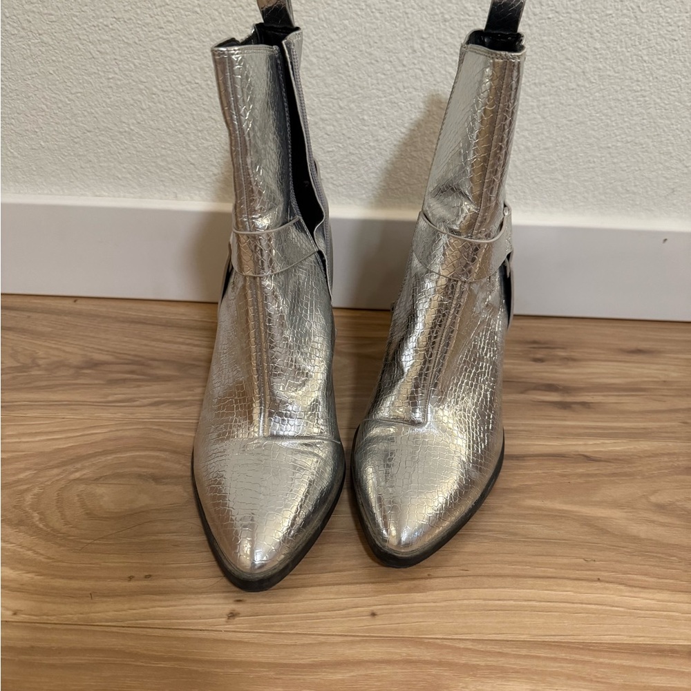 DV by Dolce Vita Metallic Silver Ankle Boots